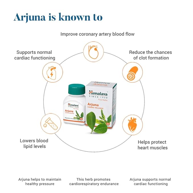 HIMALAYA ARJUNA - 60 TABLETS, WHITE