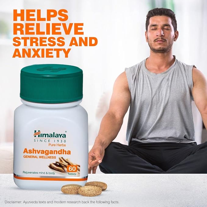 HIMALAYA ASHWAGANDHA GENERAL WELLNESS TABLETS REJUVENATES MIND & BODY 60 TABLETS