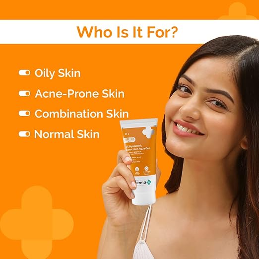 THE DERMA CO 1% HYALURONIC SUNSCREEN AQUA GEL SPF 50 PA++++ I FOR OILY, DRY, ACNE-PRONE SKIN 80GM
