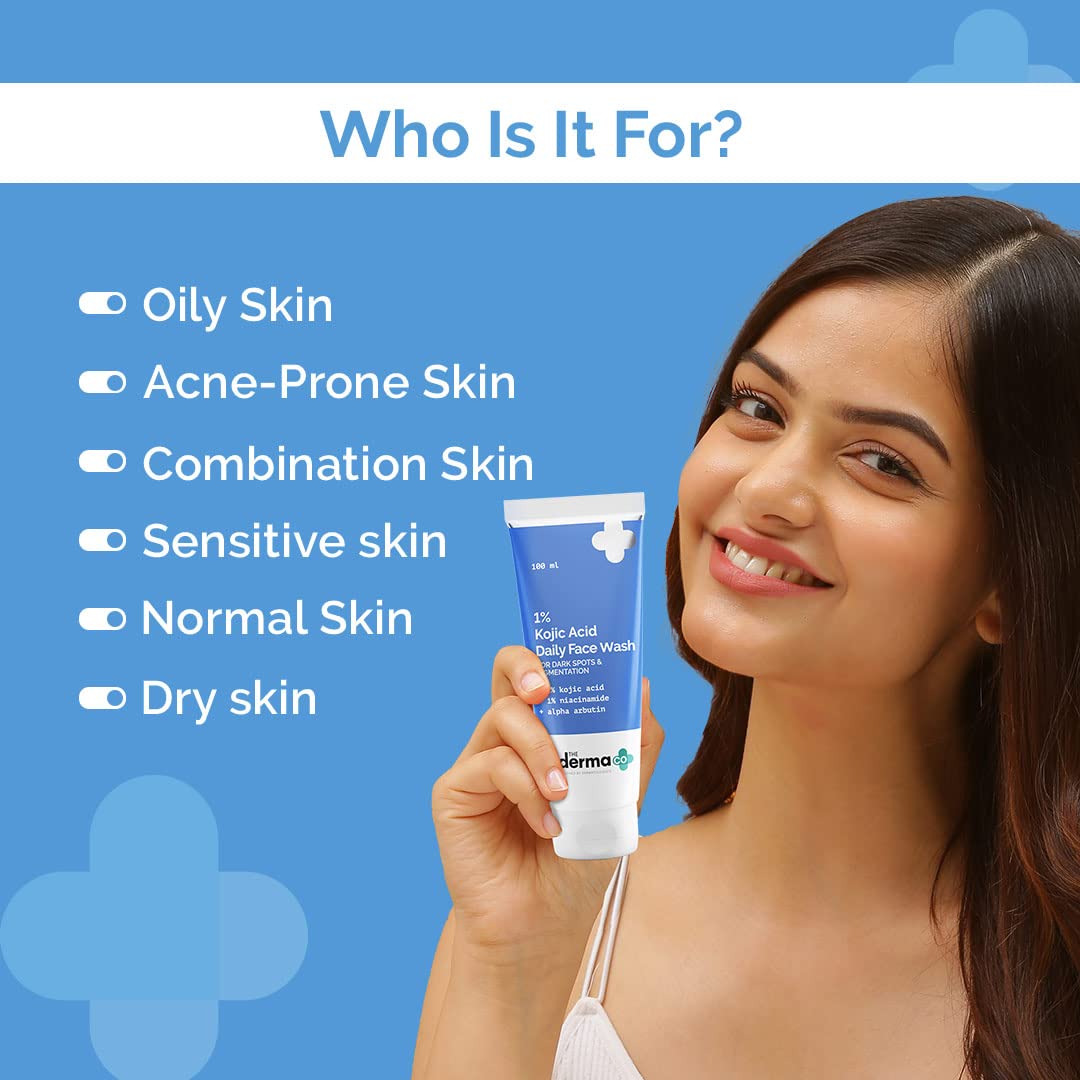 THE DERMA CO 1% KOJIC ACID FACE WASH | WITH NIACINAMIDE & ALPHA ARBUTIN FOR ALL SKINS 100ML