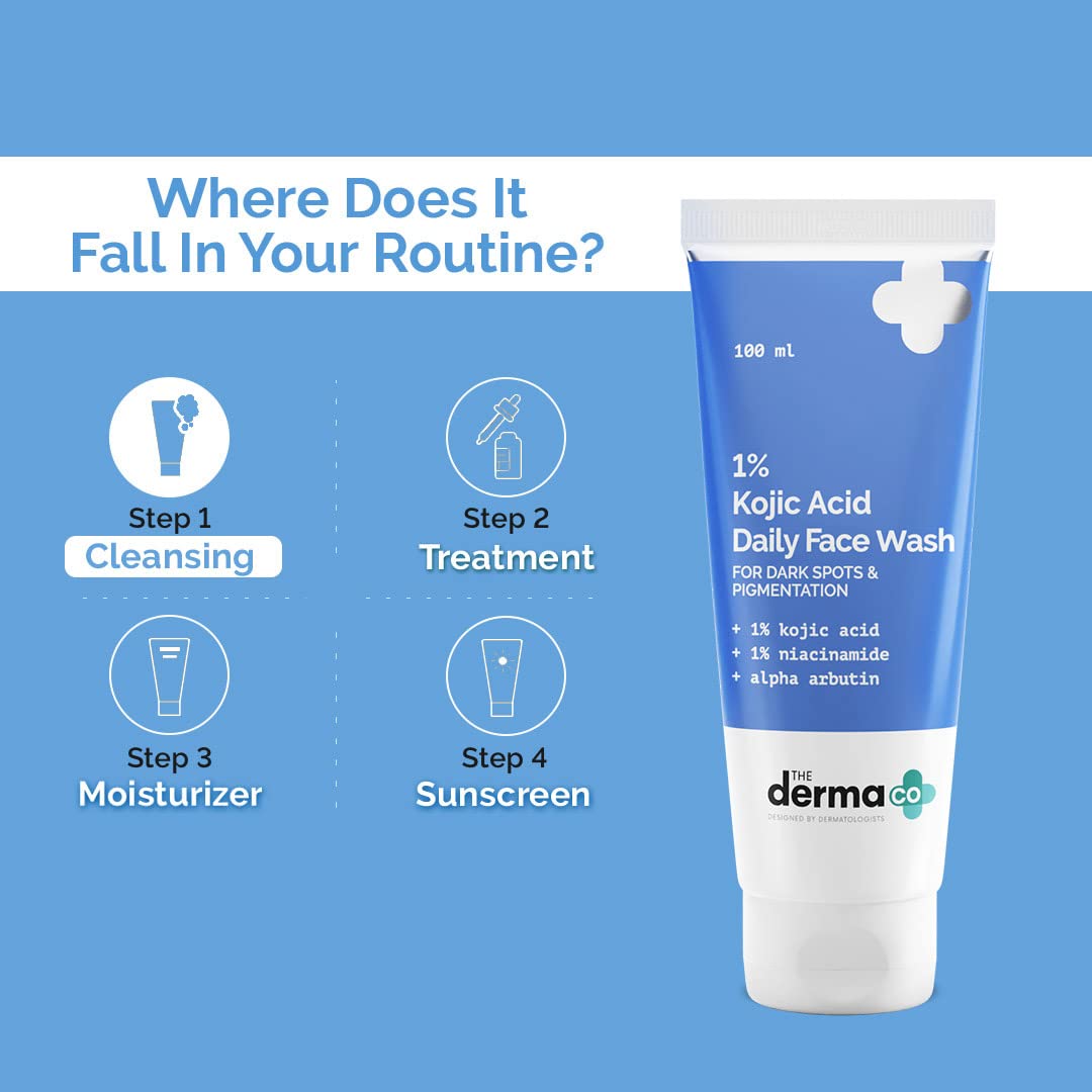 THE DERMA CO 1% KOJIC ACID FACE WASH | WITH NIACINAMIDE & ALPHA ARBUTIN FOR ALL SKINS 100ML
