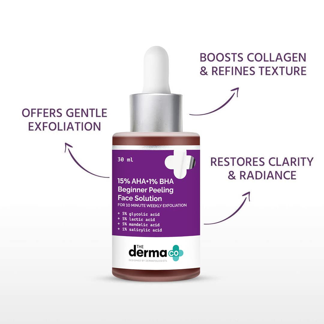 THE DERMA CO 15% AHA + 1% BHA BEGINNER REPAIRING FACE PEELING SOLUTION 30ML