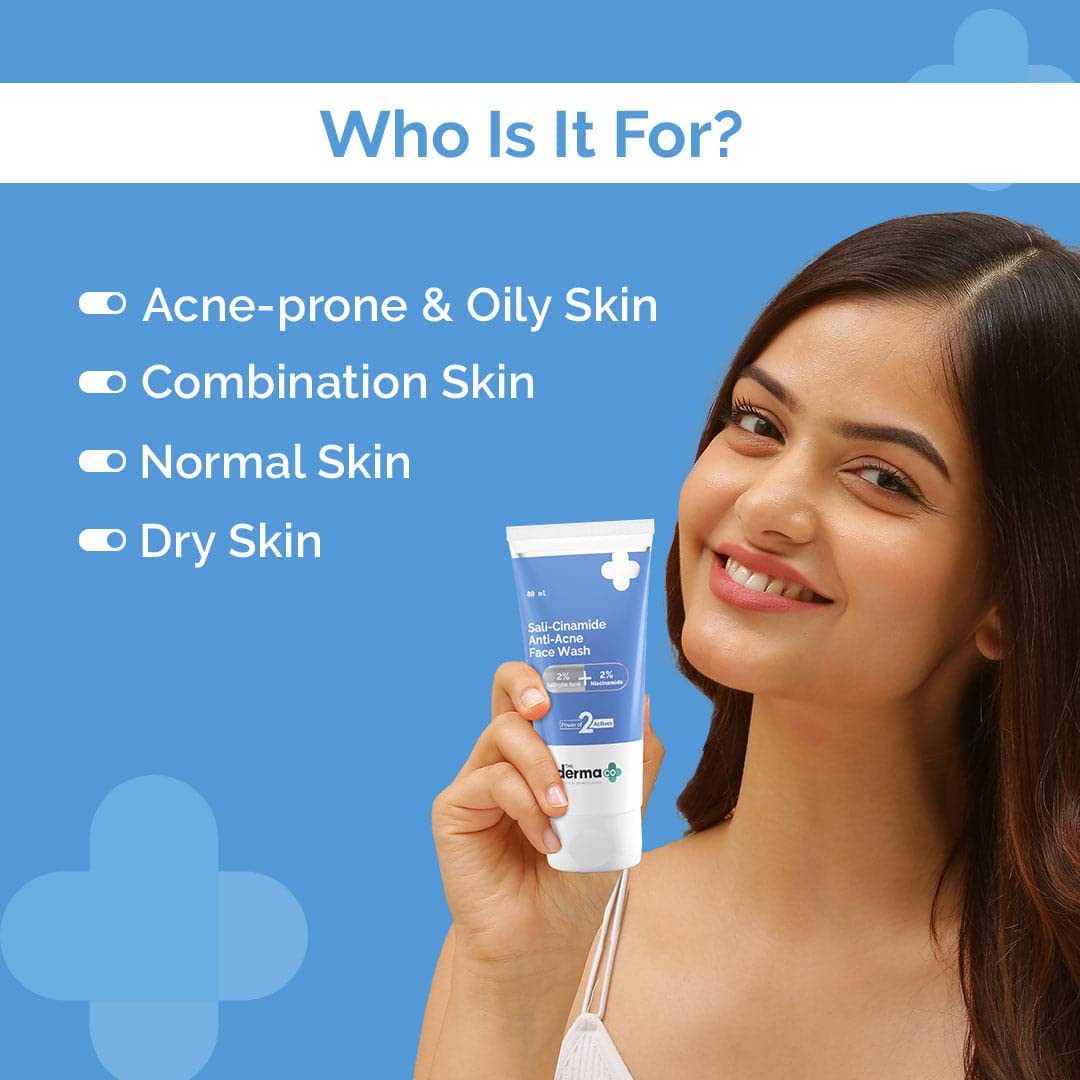 THE DERMA CO FACE WASH 2% SALICYLIC ACID AND NIACINAMIDE | SALI-CINAMIDE ANTI-ACNE FACE WASH - 80ML