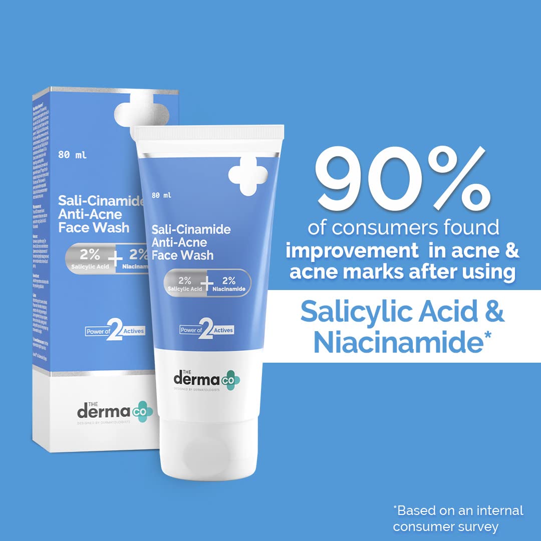 THE DERMA CO FACE WASH 2% SALICYLIC ACID AND NIACINAMIDE | SALI-CINAMIDE ANTI-ACNE FACE WASH - 80ML
