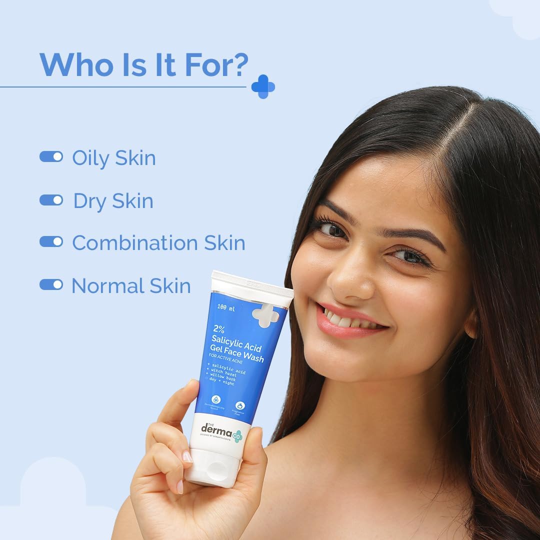 THE DERMA CO. 2% SALICYLIC ACID GEL FACE WASH FOR OILY SKIN WITH SALICYLIC ACID & WITCH HAZEL 100ML