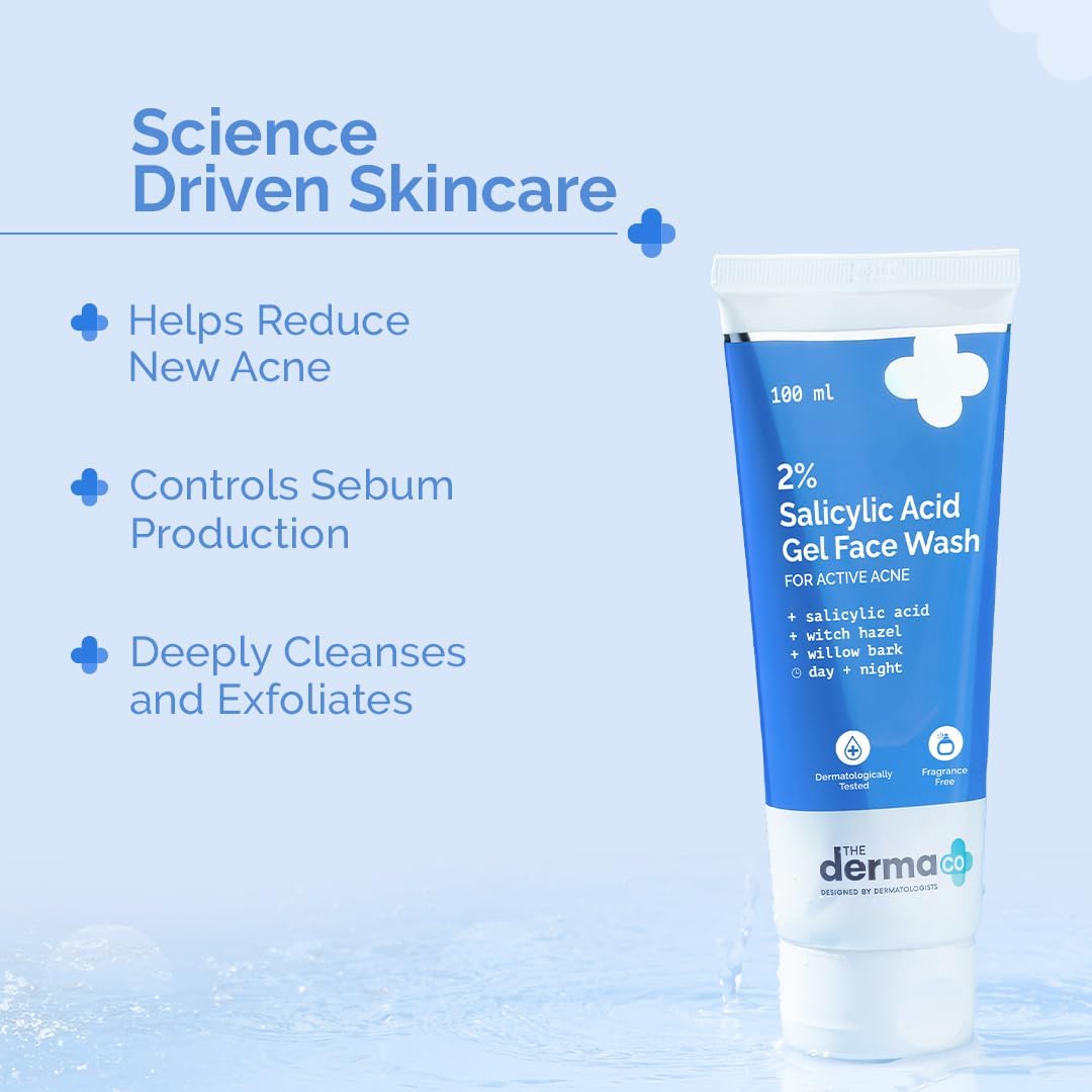 THE DERMA CO. 2% SALICYLIC ACID GEL FACE WASH FOR OILY SKIN WITH SALICYLIC ACID & WITCH HAZEL 100ML