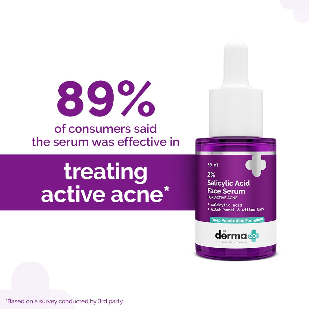 THE DERMA CO 2% SALICYLIC ACID FACE SERUM REDUCES ACNE & BLACKHEADS TIGHTENS PORES 30ML