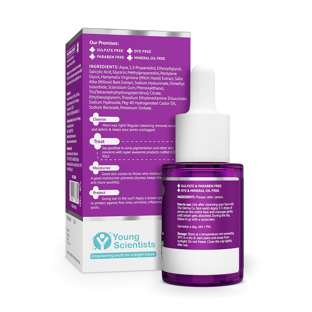 THE DERMA CO 2% SALICYLIC ACID FACE SERUM REDUCES ACNE & BLACKHEADS TIGHTENS PORES 30ML