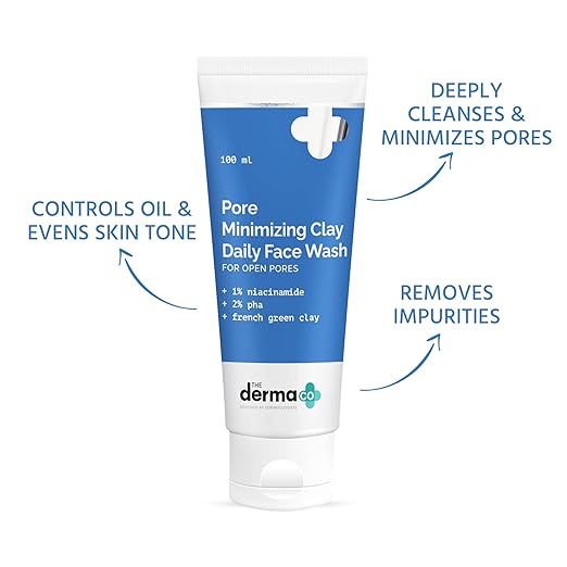 THE DERMA CO PORE MINIMIZING CLAY DAILY FACE WASH | 1% NIACINAMIDE AND 2% PHA 100ML
