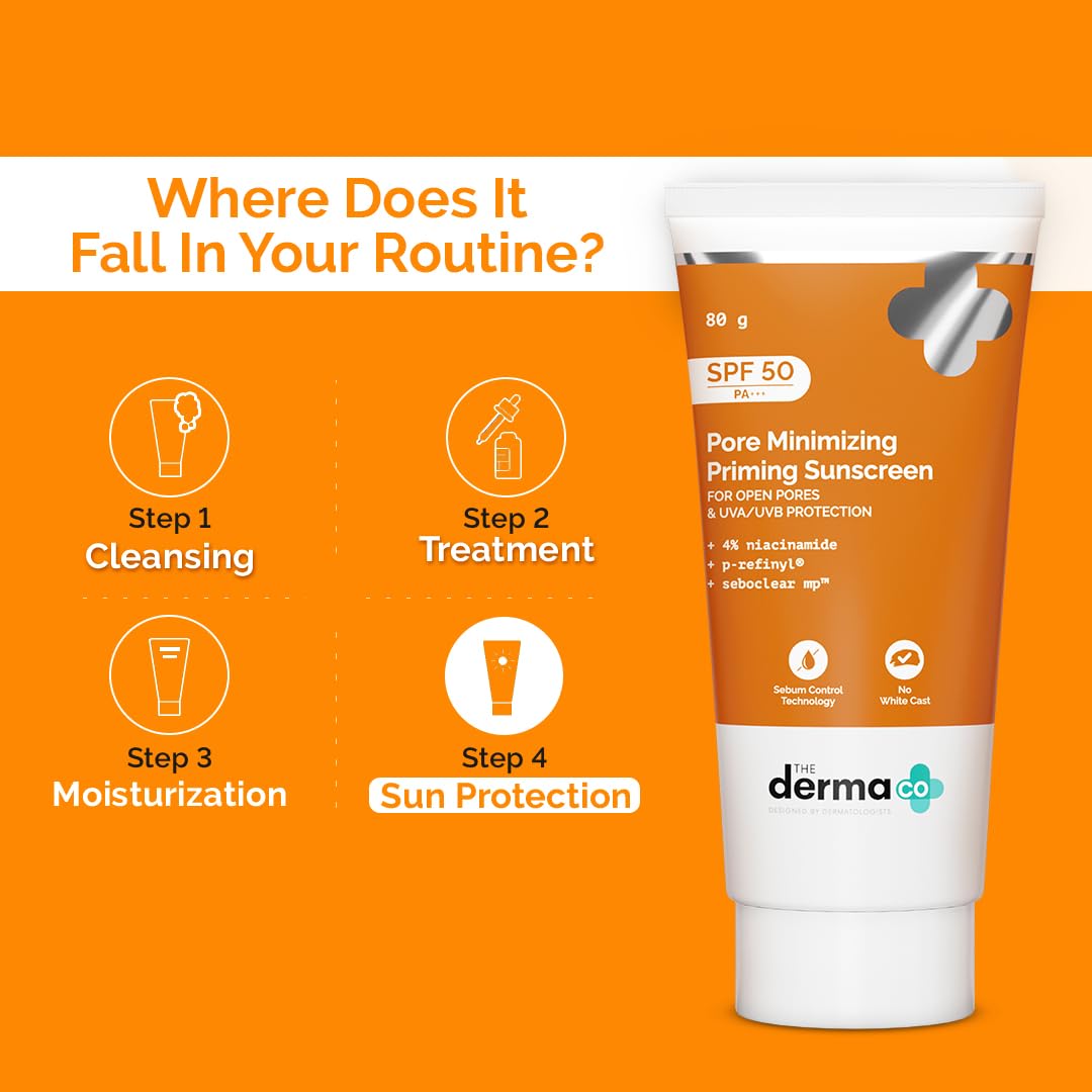 THE DERMA CO PORE MINIMIZING SUNSCREEN WITH SPF 50 & PA++++ WITH NIACINAMIDE 80GM