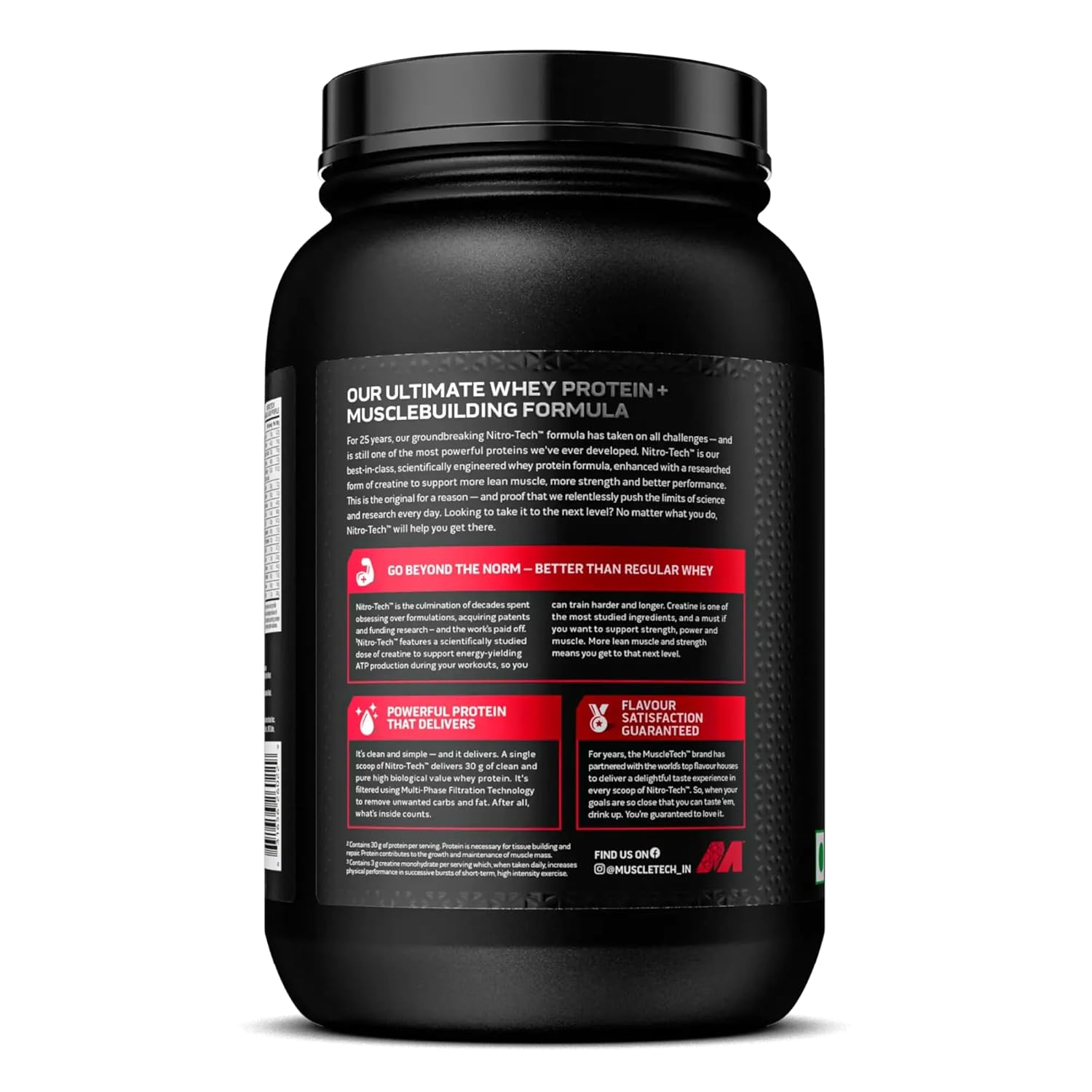 MUSCLETECH NITRO-TECH WHEY PROTEIN 907G (2LBS), CAPPUCCINO, 30G PROTEIN, 3G CREATINE MONOHYDRATE