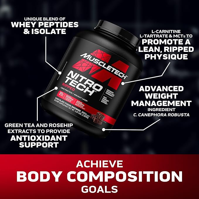 MUSCLETECH PERFORMANCE SERIES NITROTECH RIPPED CHOCOLATE FUDGE BROWNIE 1.81KG