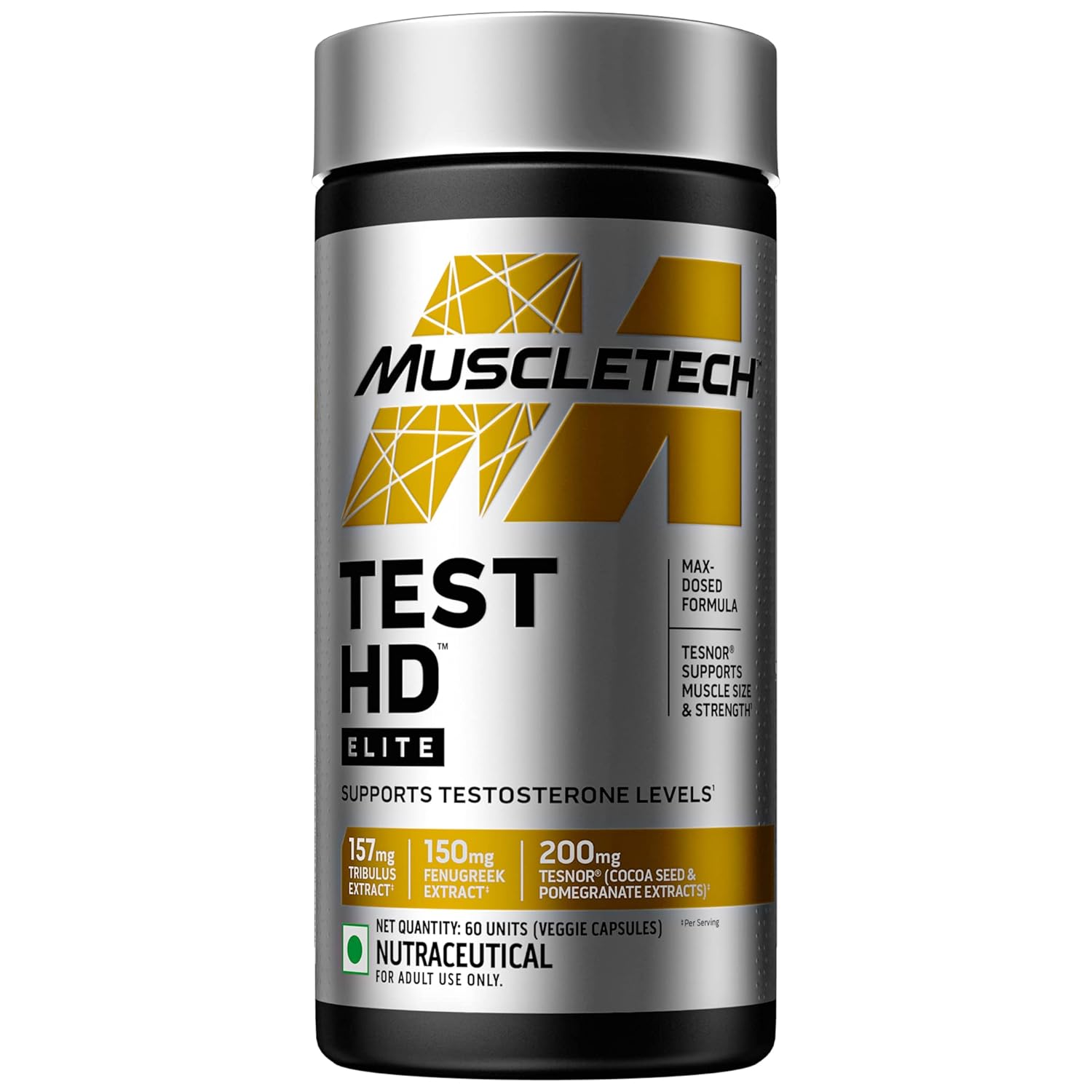 MUSCLETECH TEST HD ELITE TRIBULUS TERRESTRIS FOR MEN MAX-STRENGTH ATP & TEST BOOSTER 60 CAPSULES