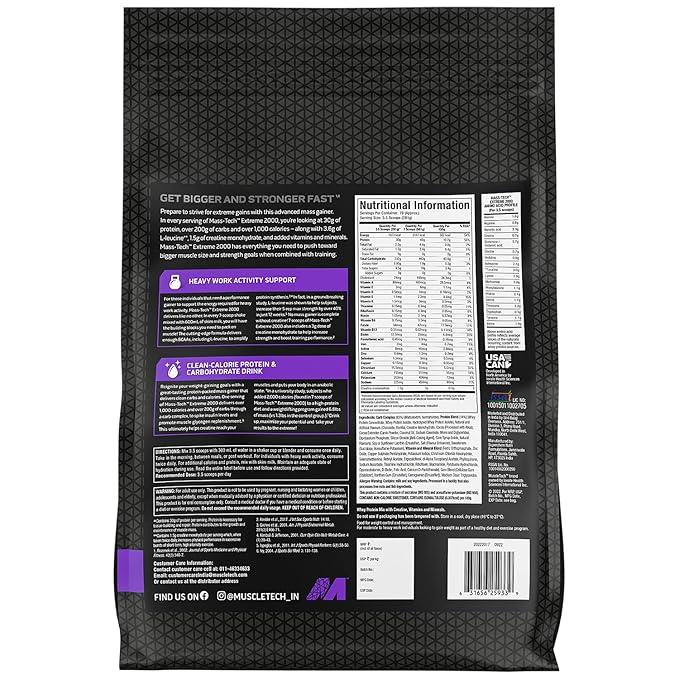 MUSCLETECH MASSTECH EXTREME 2000 HIGH PROTEIN WEIGHT GAINER TRIPLE CHOCOLATE BROWNIE 5.44KG