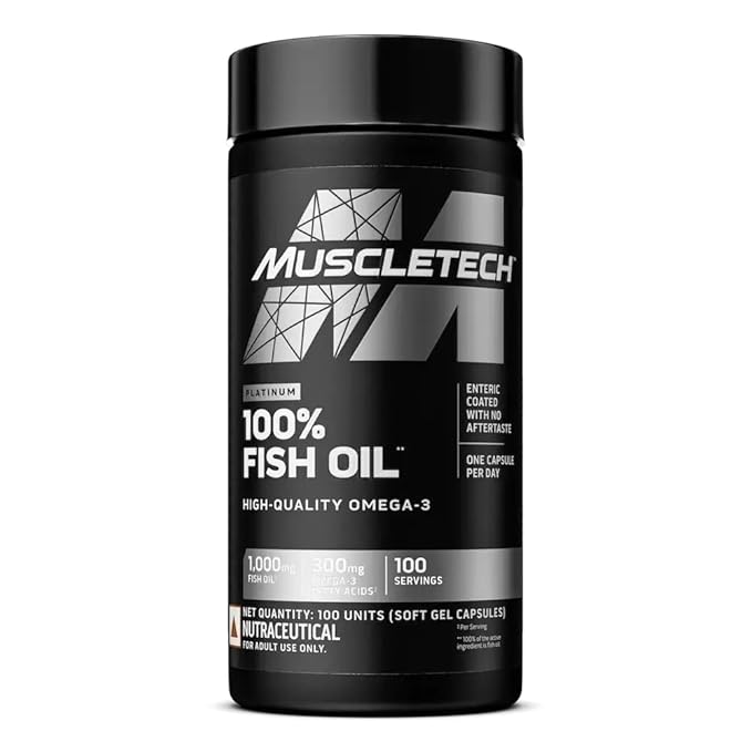 MUSCLETECH PLATINUM 100% FISH OIL 1000MG OMEGA 3 WITH 180 MG EPA & 120 MG DHA 100 CAPSULES