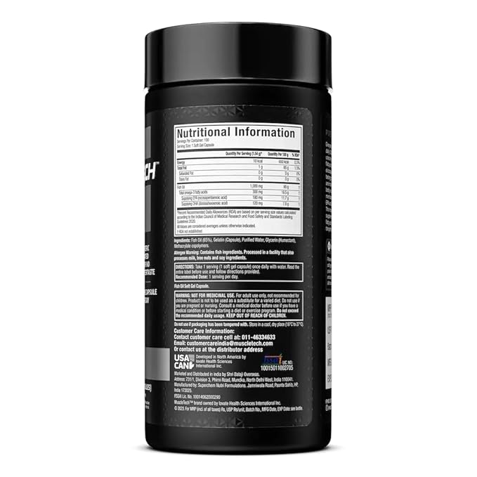 MUSCLETECH PLATINUM 100% FISH OIL 1000MG OMEGA 3 WITH 180 MG EPA & 120 MG DHA 100 CAPSULES