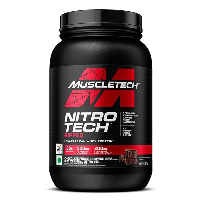 MUSCLETECH NITROTECH RIPPED CHOCOLATE FUDGE BROWNIE 907GM