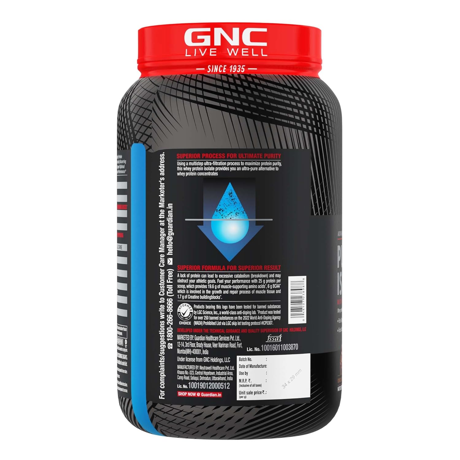 GNC AMP PURE ISOLATE LOW CARB CHOCOLATE 2 LBS