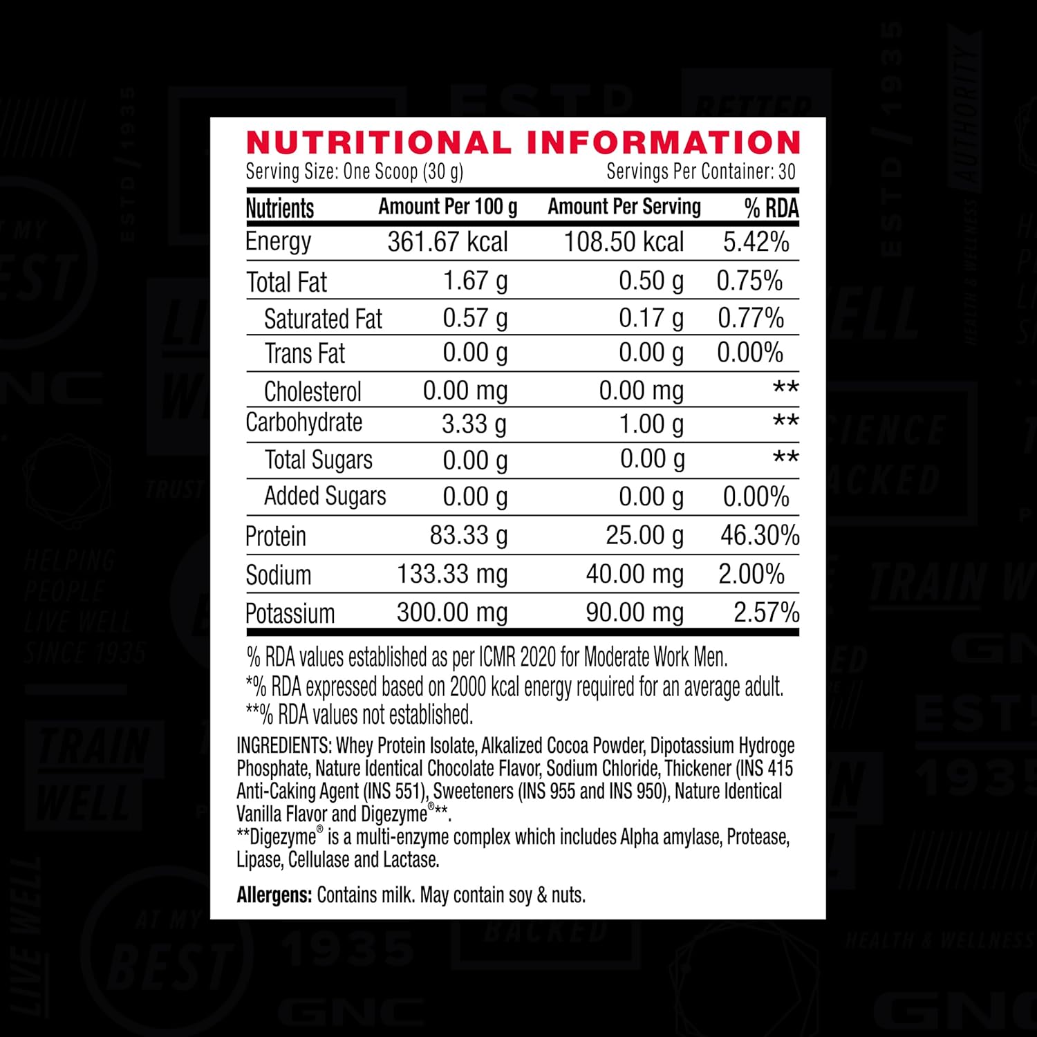 GNC AMP PURE ISOLATE LOW CARB CHOCOLATE 2 LBS