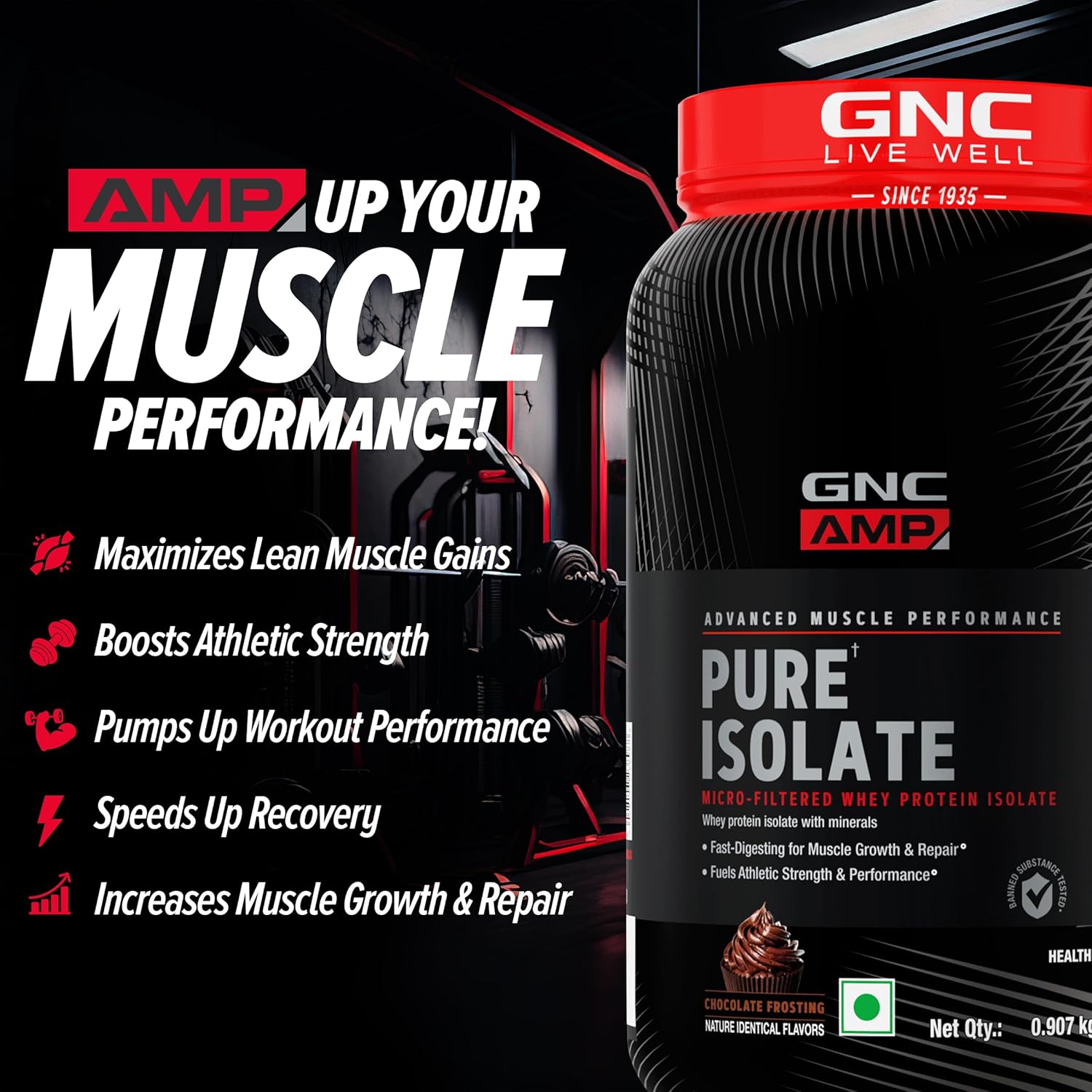GNC AMP PURE ISOLATE LOW CARB CHOCOLATE 2 LBS