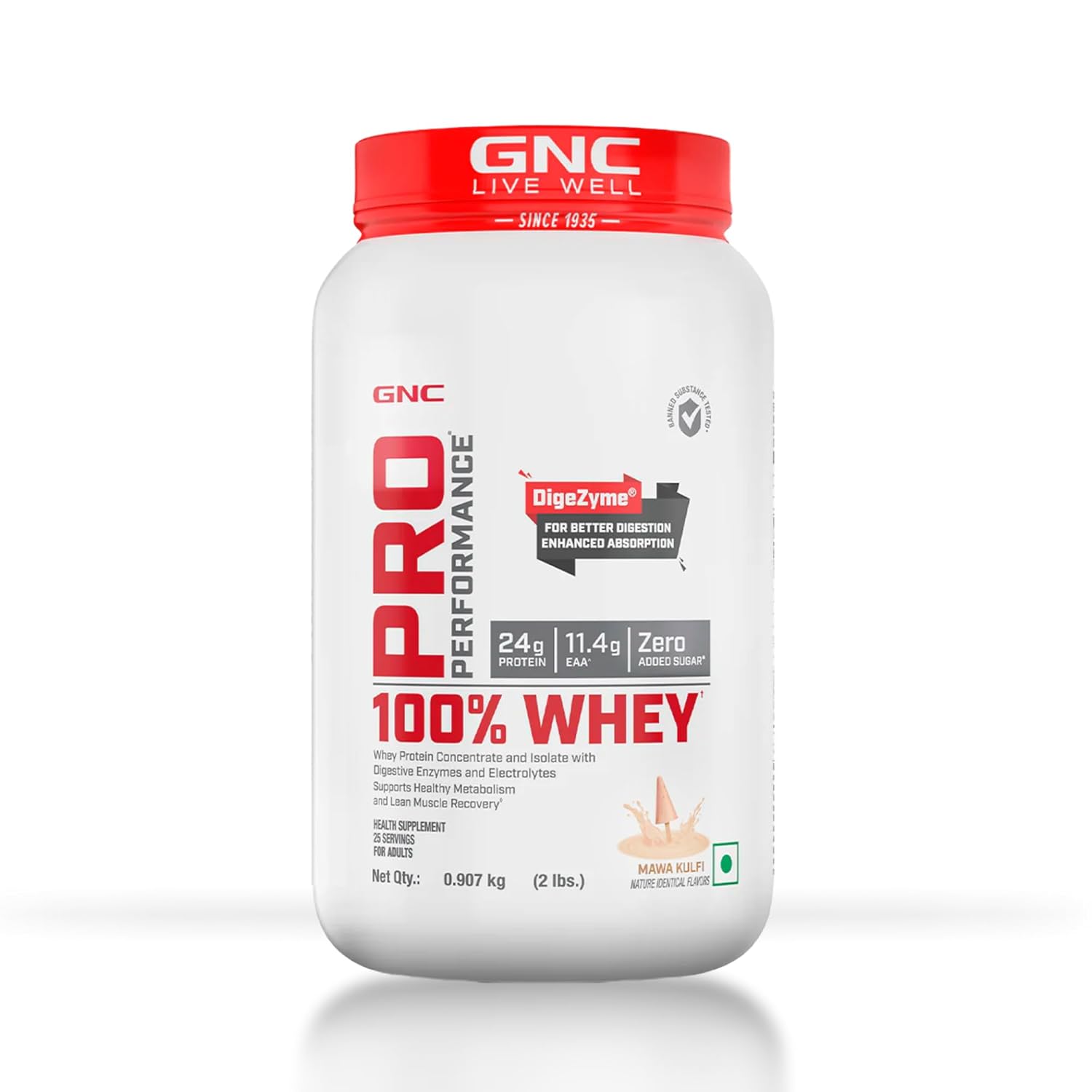 GNC PRO PERFORMANCE 100% WHEY PROTEIN MUSCLE GROWTH MUSCLE RECOVERY 2LBS