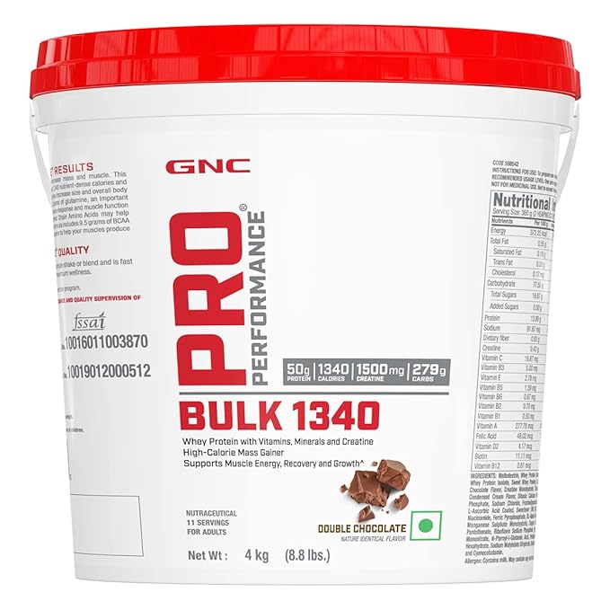GNC PRO PERFORMANCE BULK 1340 MASS GAINER 50 GM PROTEIN DOUBLE CHOCOLATE 4KG