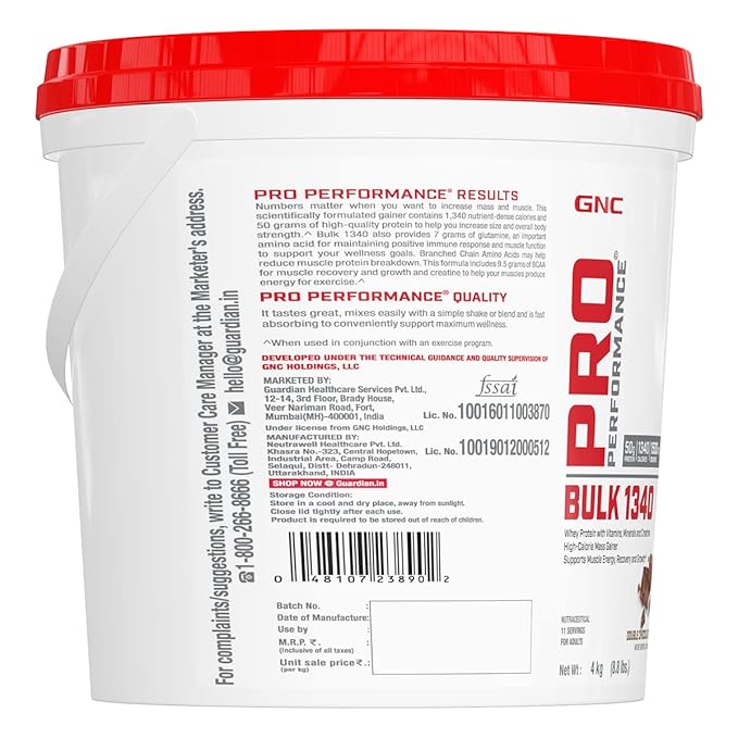GNC PRO PERFORMANCE BULK 1340 MASS GAINER 50 GM PROTEIN DOUBLE CHOCOLATE 4KG