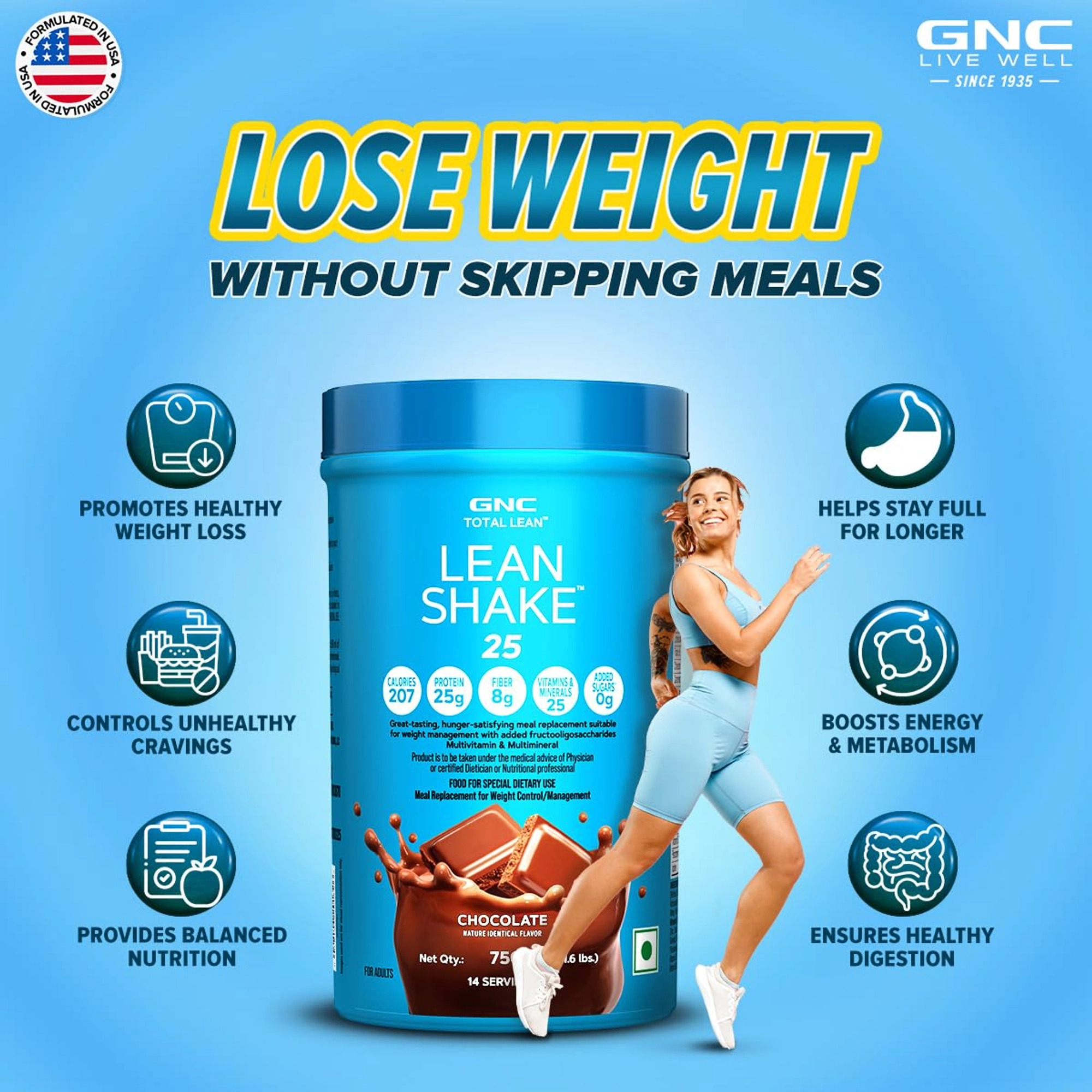 GNC Lean Shake Chocolate Flavour 750gm