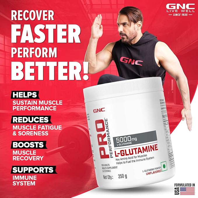 GNC PRO PERFORMANCE L-GLUTAMINE 5000 MG UNFLAVOURED 250 GM