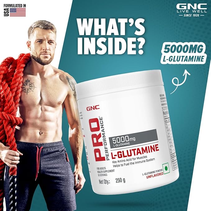 GNC PRO PERFORMANCE L-GLUTAMINE 5000 MG UNFLAVOURED 250 GM