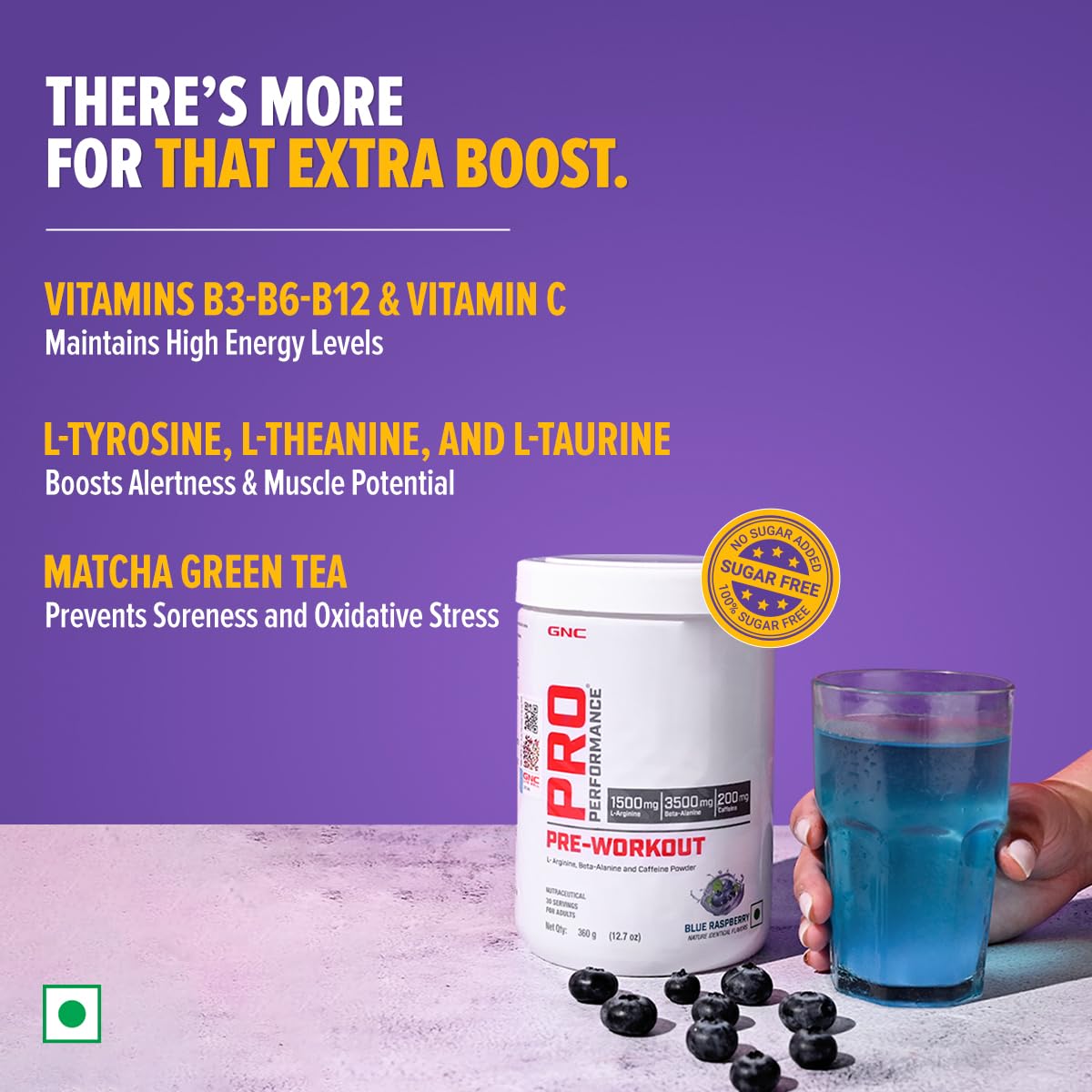 GNC PRO PERFORMANCE PRE-WORKOUT BLUE RASPBERRY 360GM