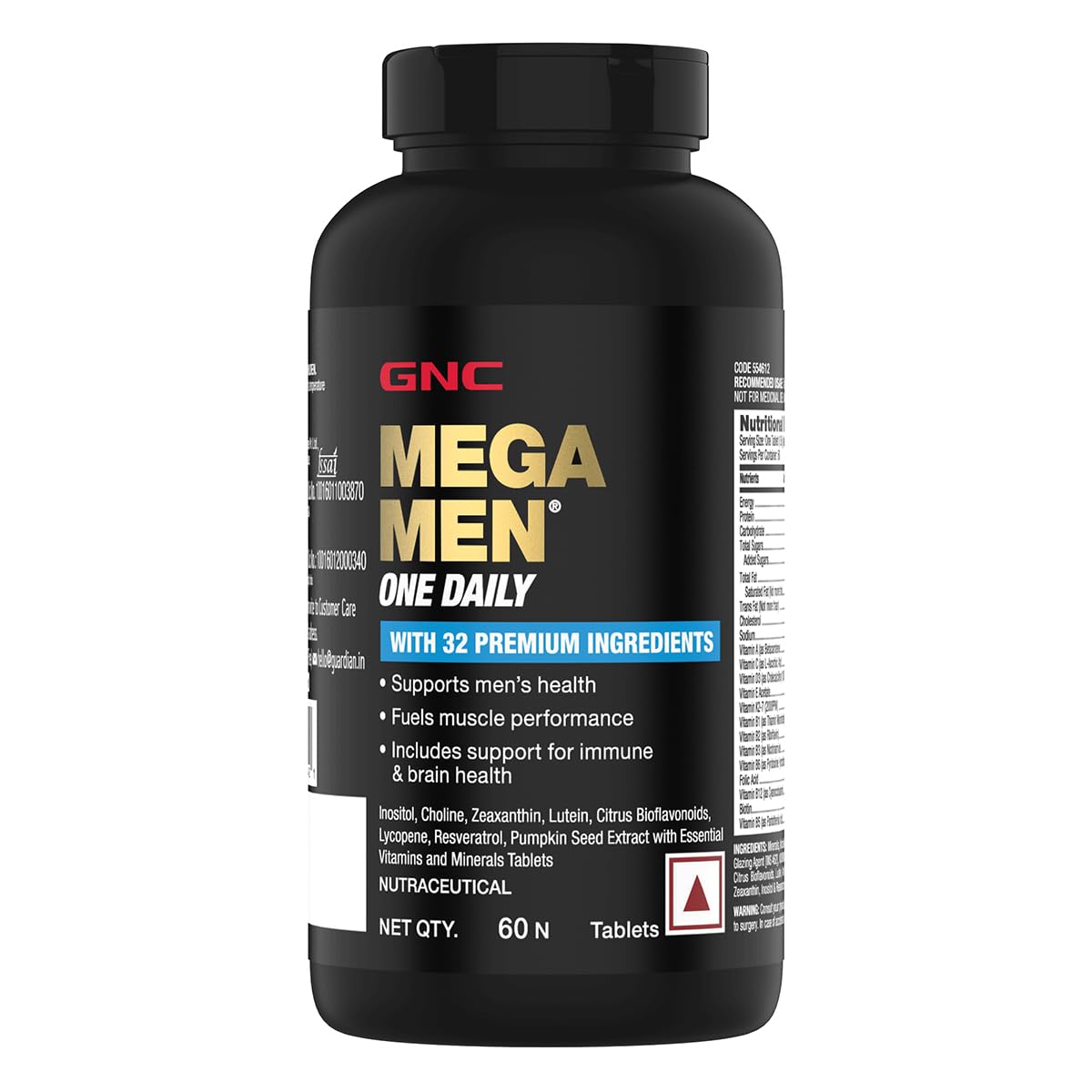 GNC MEGA MEN ONE DAILY MULTIVITAMIN 32 PREMIUM INGREDIENTS 60 TABLETS
