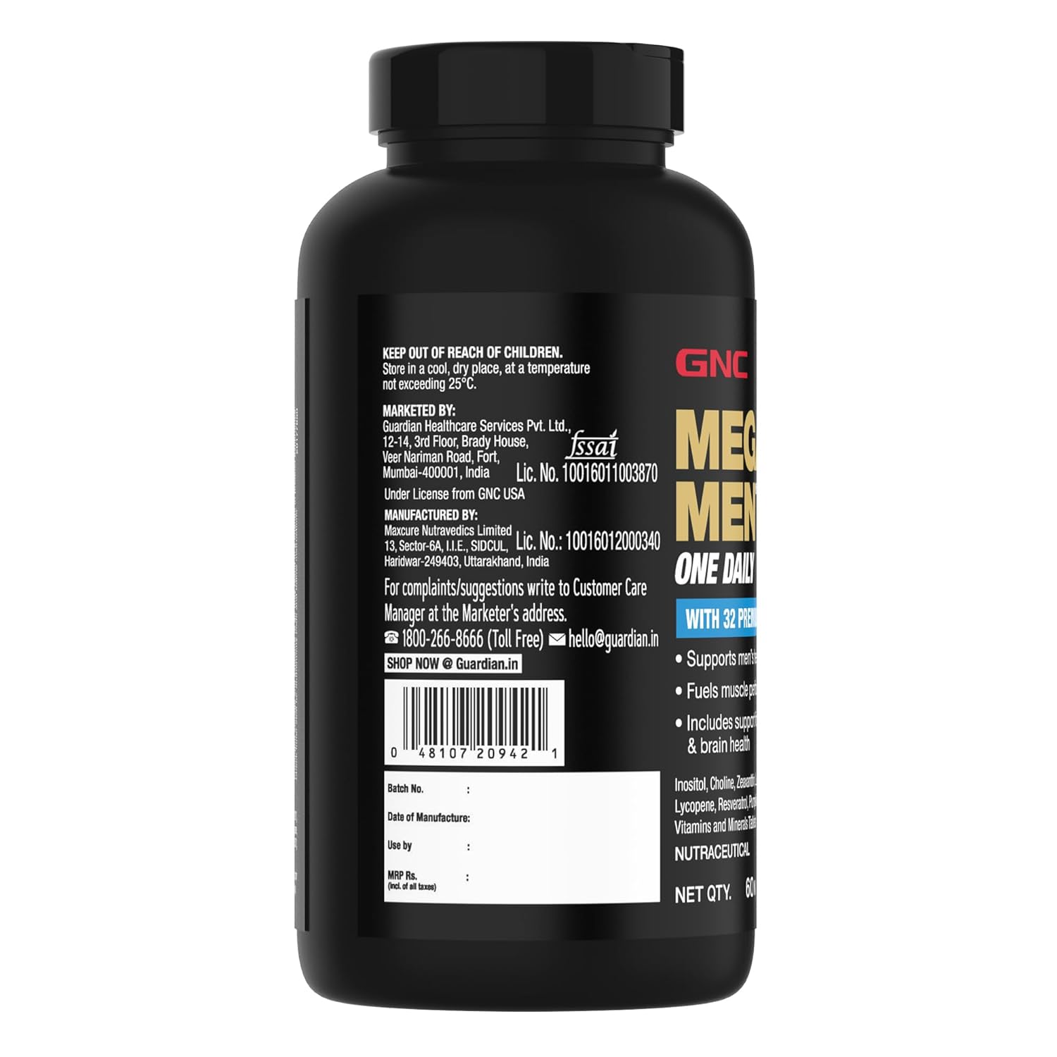 GNC MEGA MEN ONE DAILY MULTIVITAMIN 32 PREMIUM INGREDIENTS 60 TABLETS