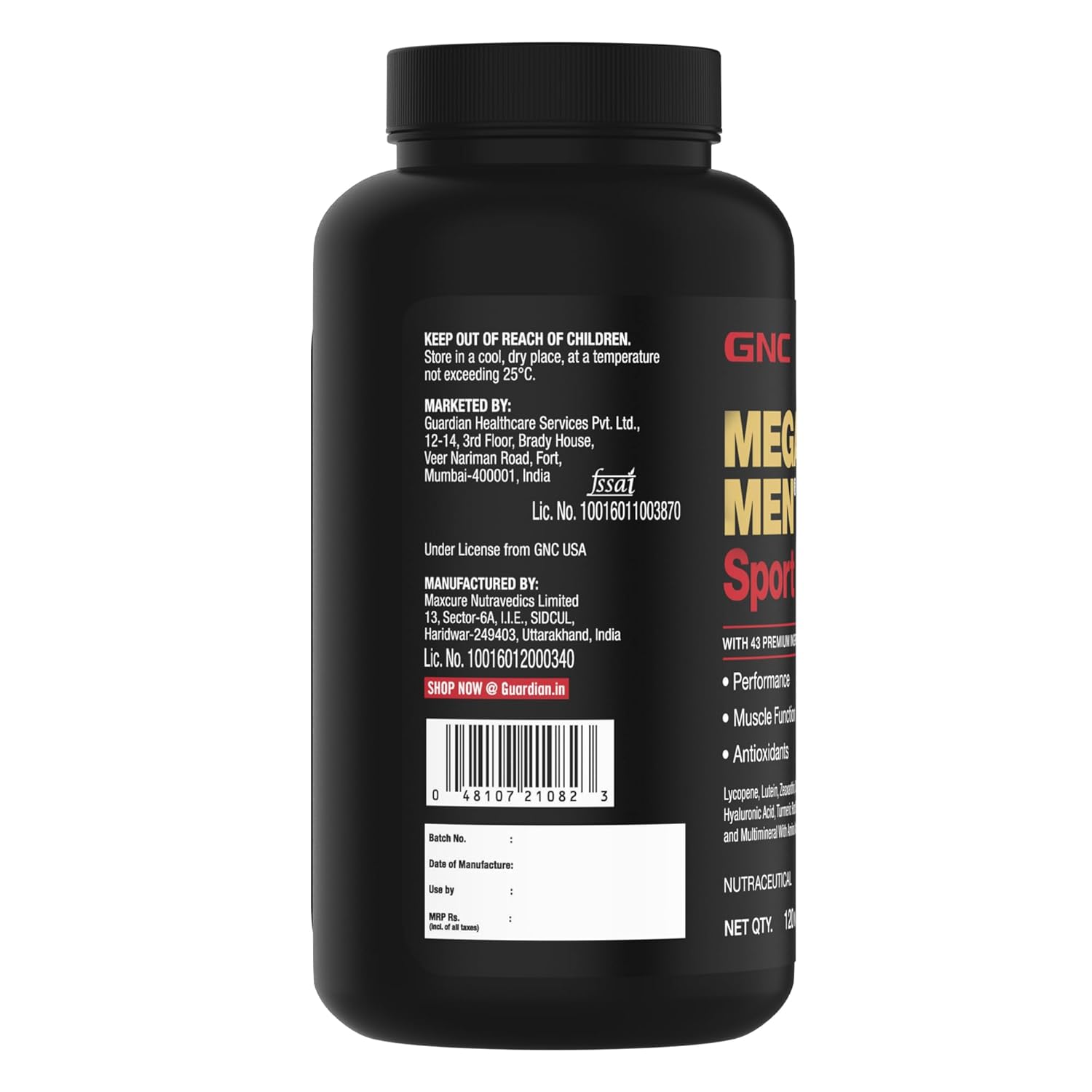 GNC MEGA MEN SPORT MULTIVITAMIN FOR MEN BOOSTS MUSCLE PERFORMANCE 120 TABLETS