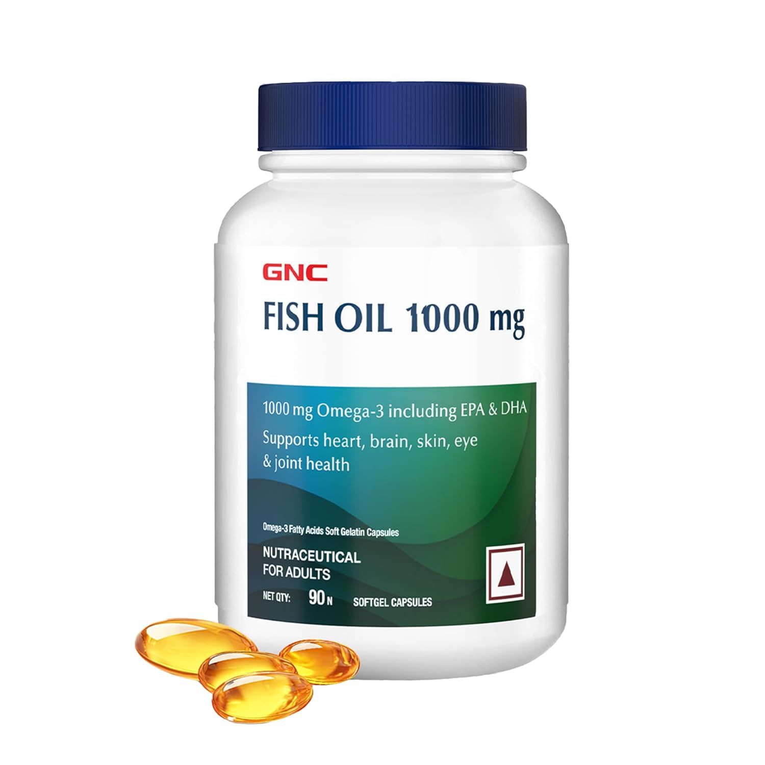 GNC FISH OIL 1000MG OMEGA-3 WITH 180MG EPA & 120MG DHA FOR HEART, BRAIN, JOINT & VISION 90 TABLETS