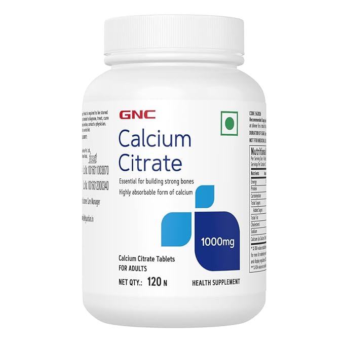 GNC CALCIUM CITRATE 1000MG MOST ABSORBABLE CALCIUM IMPROVES BONE STRENGTH & DENSITY 120 TABLETS
