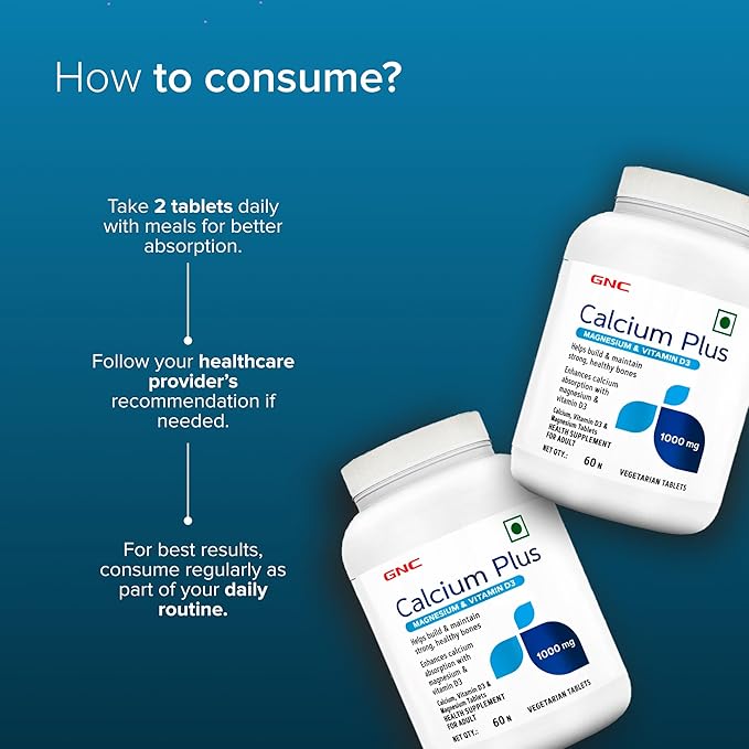 GNC CALCIUM PLUS 1000 MG WITH MAGNESIUM AND VITAMIN D3-60 TABLETS