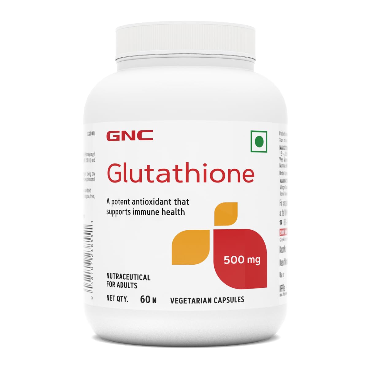 GNC GLUTATHIONE 500MG WITH VITAMIN C FOR CLEAR & RADIANT SKIN 60 VEG CAPSULES