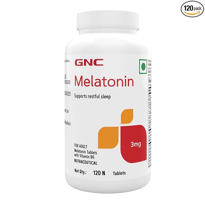 GNC MELATONIN TABLETS WITH VITAMIN B6 PROMOTES DEEP SLEEP HELPS IN RELAXATION 120 TABLETS
