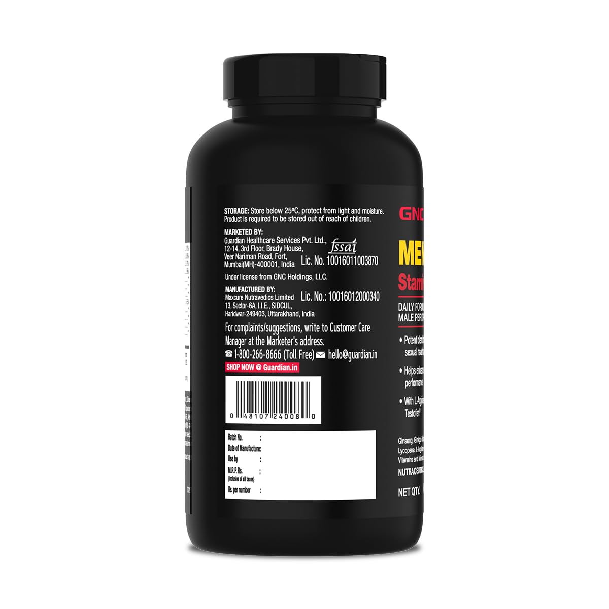 GNC STAMINOL MAX FOR MEN BLEND OF 8 SUPERHERB 60 VEG TABLETS