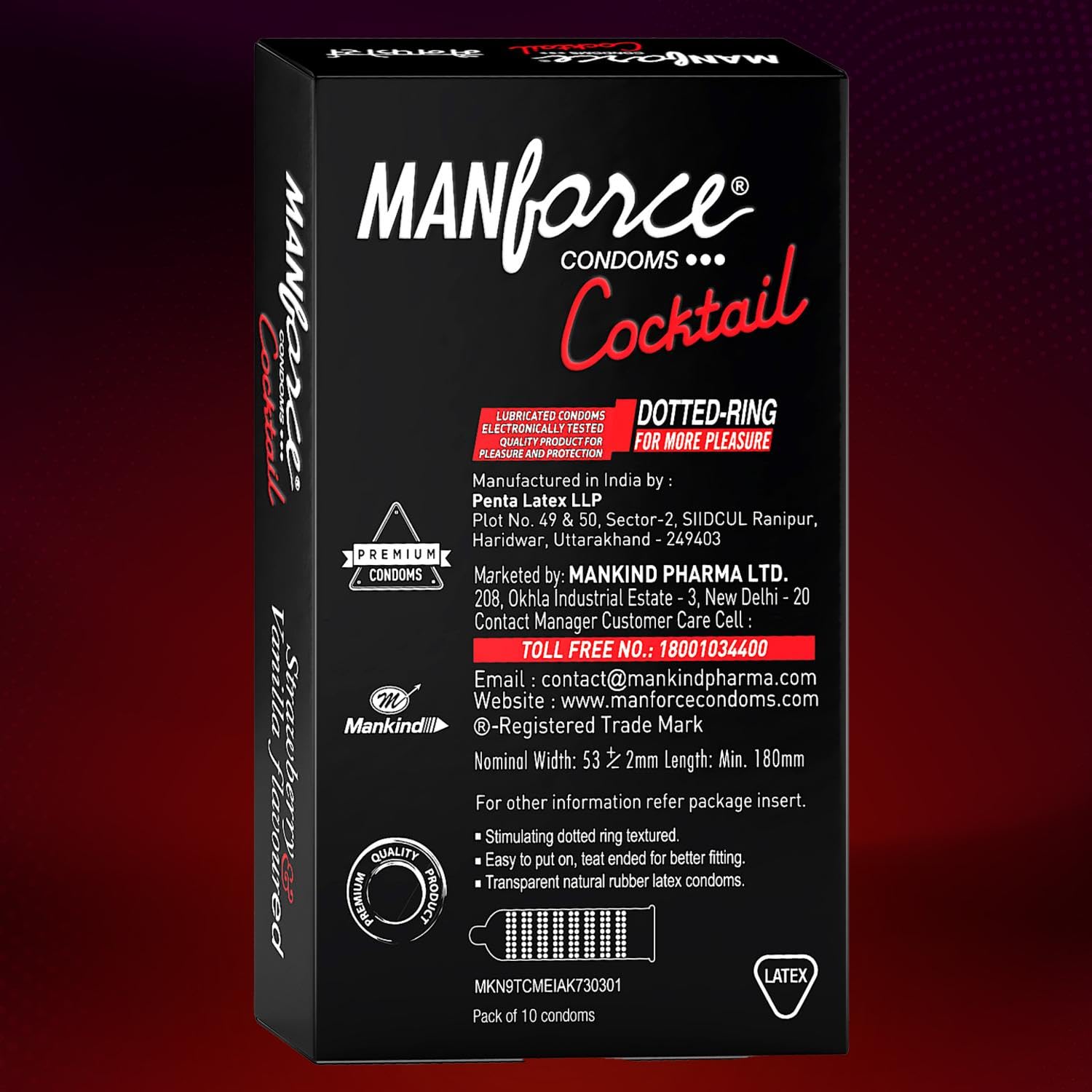 MANFORCE STRAWBERRY & VANILA FLVR COCKTAIL 2280-DOTS 10PCS