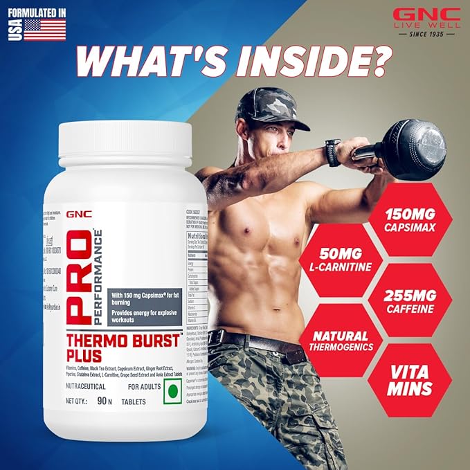 GNC PRO PERFORMANCE THERMO BURST HARDCORE FAT BURNER 90 TABLETS