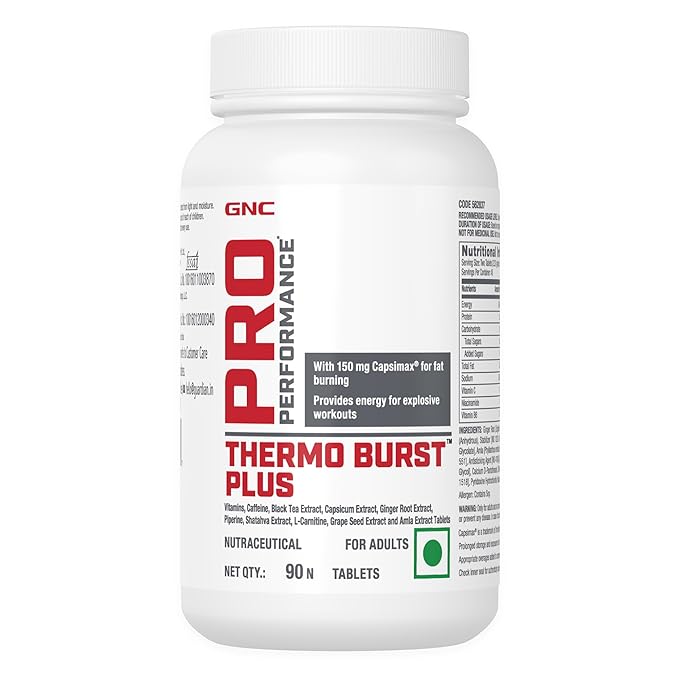 GNC PRO PERFORMANCE THERMO BURST PLUS WITH CAPSIMAX BURNS STORED FATS 90 TABLETS
