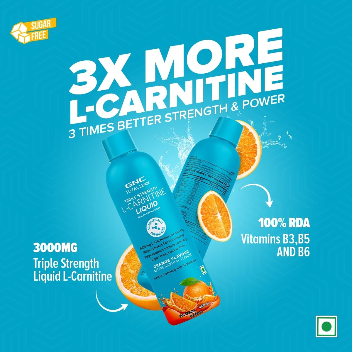 GNC LIQUID L-CARNITINE 3000MG CONVERTS FAT TO MUSCLE  FOR HEALTHY WEIGHT LOSS 450ML