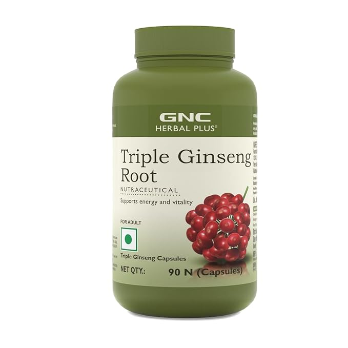 GNC HERBAL PLUS TRIPLE GINSENG WITH KOREAN, AMERICAN & SIBERIAN GINSENG 700MG 90 CAPSULES