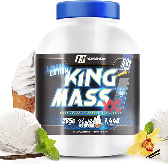 RONNIE COLEMAN SIGNATURE SERIES KING MASS XXL MASS GAINER PROTEIN POWDER VANILLA 6LBS
