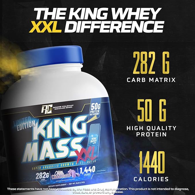 RONNIE COLEMAN SIGNATURE SERIES KING MASS XXL MASS GAINER PROTEIN POWDER VANILLA 6LBS
