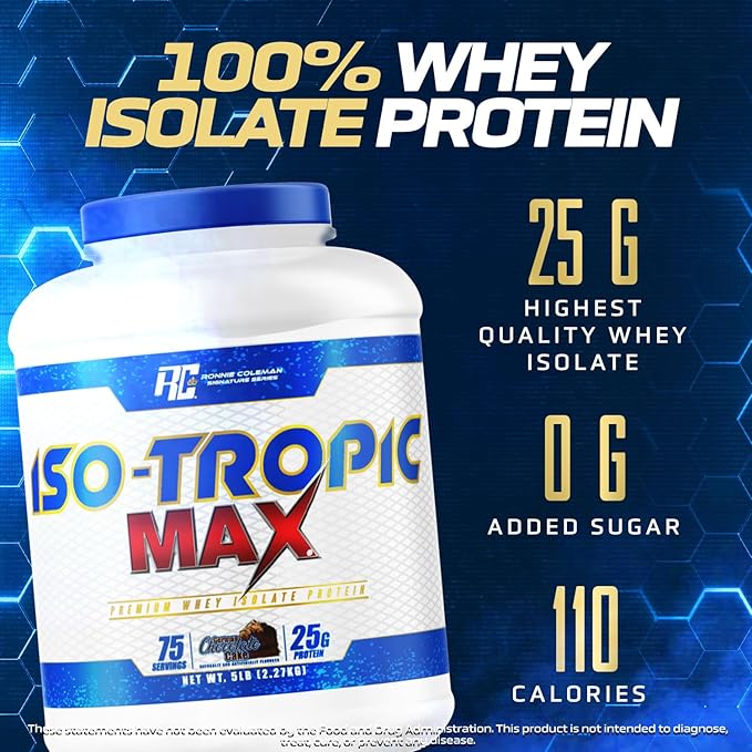 RONNIE COLEMAN SIGNATURE SERIES ISO-TROPIC MAX WHEY ISOLATE PROTEIN CHOCOLATE 5LB