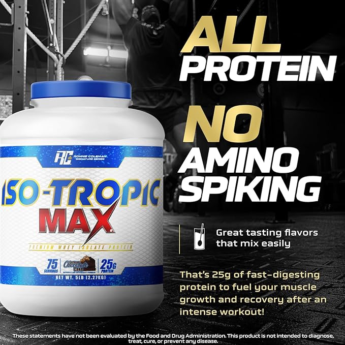RONNIE COLEMAN SIGNATURE SERIES ISO-TROPIC MAX WHEY ISOLATE PROTEIN CHOCOLATE 5LB