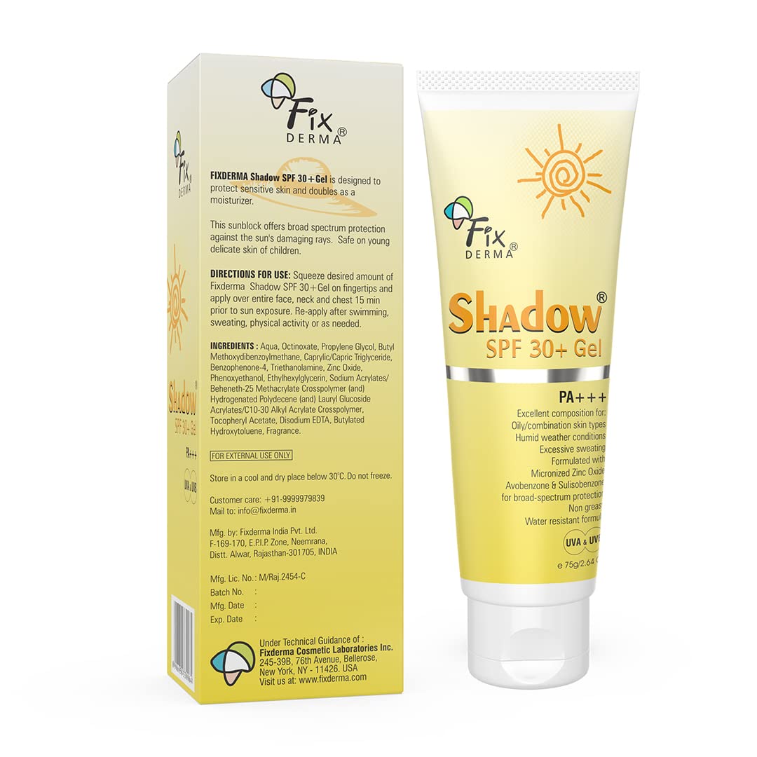 FIXDERMA SHADOW SUNSCREEN SPF 30+ PA+++ GEL BROAD SPECTRUM SUNSCREEN 75GM